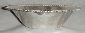 Heavy Hand Hammered Round Silver Bowl with Rope Trim Around - Photo 1