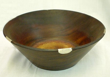 Mid Sized Salad Bowl with Four Inset Silver Discs Around - Photo 1