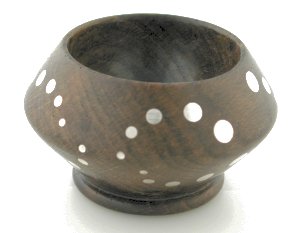 Softwood Bowl with Various Sized Inset Silver Circles - Photo 1
