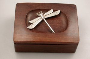 Ebony Box with Silver Dragonfly - Photo 1