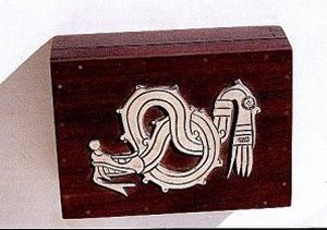 Rosewood Box with Stylized Cut Out Silver Serpent Applied - Photo 1