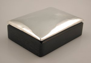 Rosewood Box with Heavy Overhanging Silver Lid - Photo 1