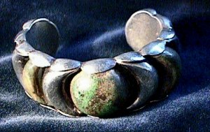 Cuff Bracelet of Round Azur Malachite Center Stone - Photo 1