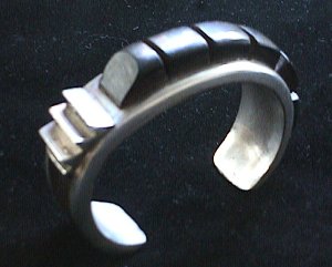 Stained Rosewood and Silver Cuff Bracelet - Photo 1