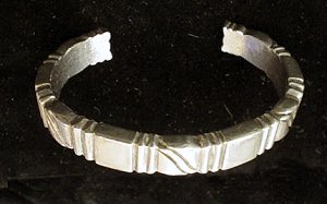 Narrow Cuff Bracelet with Incised Lines - Photo 1