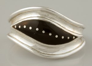 Cuff Bracelet of Silver with Tortoise Shell Swirl - Photo 1