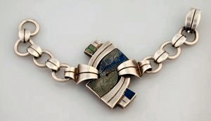 Link Bracelet with Overlapping Bands of Azurite and Azur - Photo 1