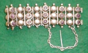 Early Silver and Amethyst Light Weight Bracelet of a Row - Photo 1