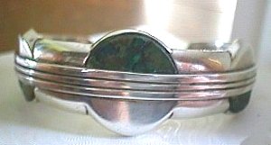 Slip-On Heavy Forged Azurite Half Discs Bracelet - Photo 1