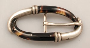 Oval Buckle with Alternating Segments of Tortoise Shell - Photo 1