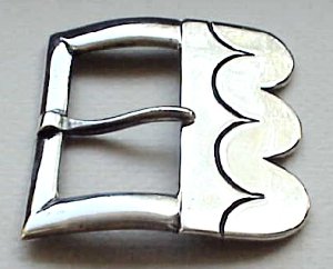 Primitive Silver Buckle with Scalloped Edge and an Incised - Photo 1
