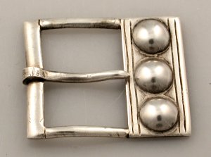 Primitive Silver Buckle with Three Balls Along One Side - Photo 1