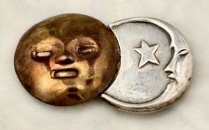 Sun and Moon Belt Buckle of Silver and Bronze - Photo 1