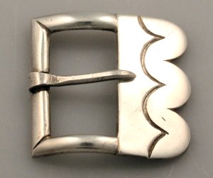 Primitive Silver Buckle with Scalloped Edge and an Incised - Photo 1
