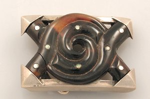Buckle of Carved Swirled Tortoise Shell Attached - Photo 1