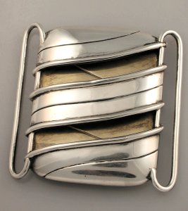 Large Three Dimensional Buckle of Diagonal Silver Bands - Photo 1