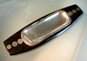 Long Ebony Dish With Inset Silver - Photo 1