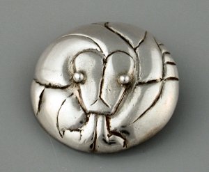 Handsome Silver Button of a Serpent Head - Photo 1
