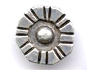 Smaller Silver Button with Center Silver Bead and Incised - Photo 1