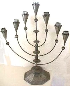 Seven Arm Tin Candelabra with Octagonal Shaped Base - Photo 1