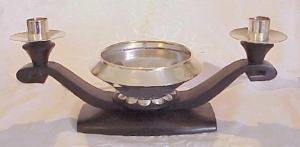 Rosewood Candelabra with Silver Petals - Photo 1