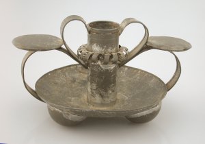Tin Candlestick with 3 Ball Feet; Loop with Thumb Rest - Photo 1