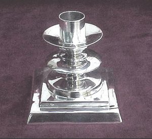 Early Turned Silver Candlestick Mounted on a Two Step - Photo 1