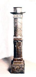 Tall Tin Candlestick on Square Base with Steps - Photo 1