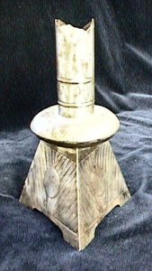 Tall Tin Candlestick with a Pyramid Shaped Base Below - Photo 1