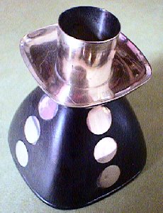 Ebony with Silver Buttons Inset on Each Side of Candlestick - Photo 1