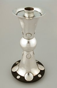 Silver Circle Candlestick on Rosewood Base - Photo 1
