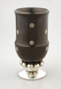 Ebony Cigarette Holder with Silver Base and Stem - Photo 1