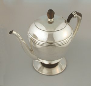 Coffee Pot with Carved Rosewood Finial and Handle - Photo 1