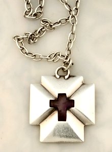 Simple Silver Cross with Inset Amethyst Cross - Photo 1