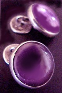 Amethyst Cabochon Cufflinks Set in a Narrow Silver Frame - Photo 1