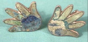 "Hands" Cuff Links of Azur Malachite - Photo 1