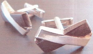 Obsidian "X" Shaped Cuff Links - Photo 1