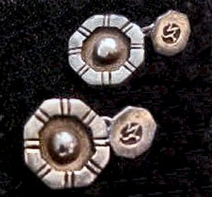 Octagonal Cufflinks with a Large Silver Bead - Photo 1
