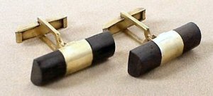 Cufflinks of Ebony and Gilded Silver - Photo 1