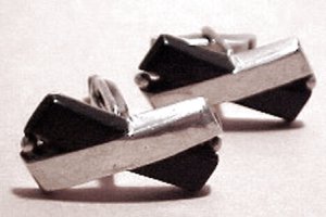 Ebony Cufflinks in an Elongated X Shape - Photo 1