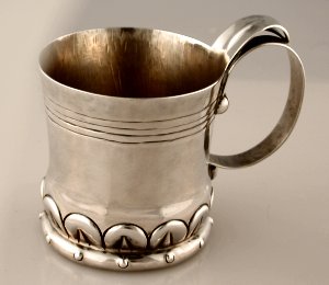 Handled Cup with Design at Base of Cup and on Foot - Photo 1