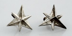 Three Dimensional Silver Six Pointed Star Earrings - Photo 1