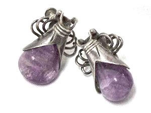Earrings of a Bee or Other Insect with an Amethyst Forming - Photo 1