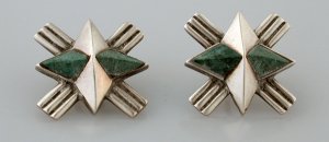 Azur Malachite and Silver Star Earrings - Photo 1