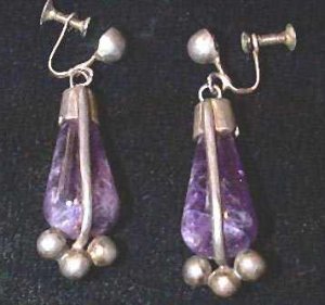 Amethyst Tear Drop with Wire Wrapped Lengthwise and Three - Photo 1