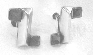 Earrings Have a Shaped Silver Bar Terminating at Each End - Photo 1