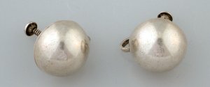Half Ball Silver Earrings - Photo 1