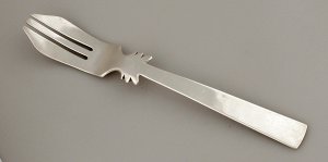 Salad Server Fork of Silver with Projections at the Neck - Photo 1