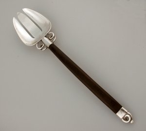Salad Server Fork Silver Fork with Rosewood Handle - Photo 1