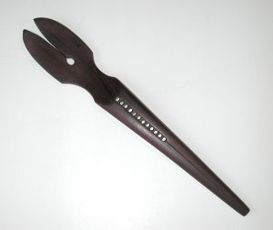 Rosewood Salad Server Fork with Twelve Silver Beads - Photo 1